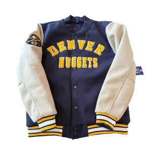 Ultra Game NBA Denver Nuggets Varsity Jacket Navy Pinnacle 2 VOMI334F Mens M NWT